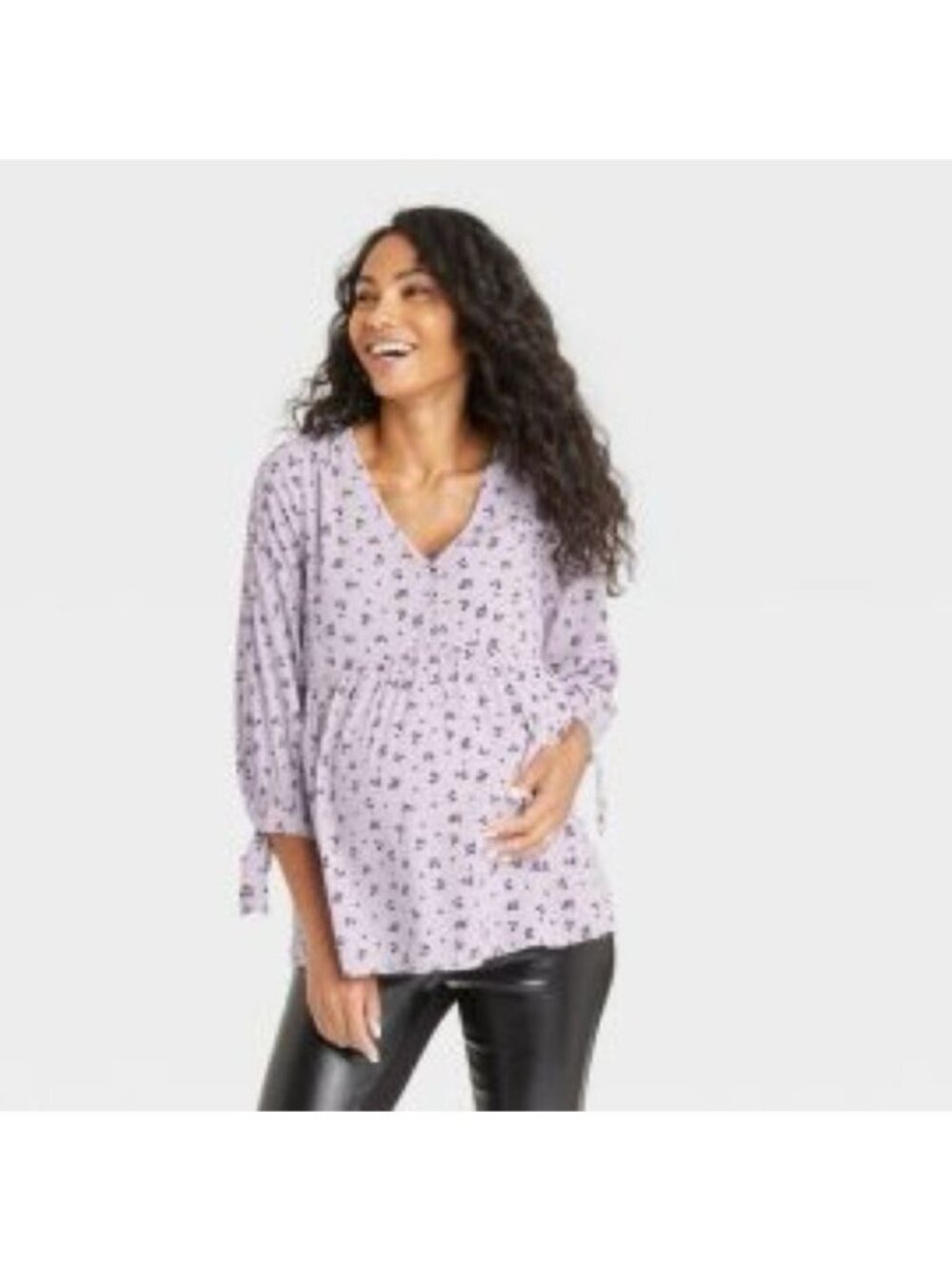 NWT The Nines by Hatch Purple Smocked Long Sleeve Blouse size XS